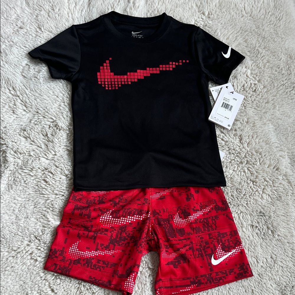 Nike Kids Red and Black Matching Set